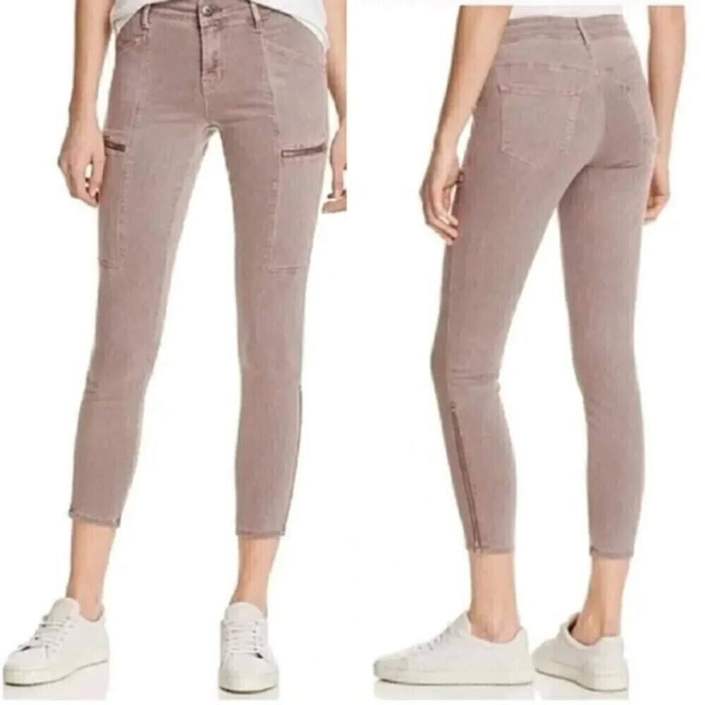 PISTOLA Hunter Light Brown Cargo Moto Ankle Zip Stretch Skinny Jeans Size 27